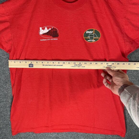 BNSF Vintage 90s T Shirt Red Men's XL‎ Kansas City division - Picture 6 of 7